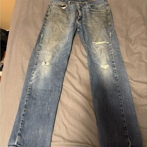 Levi's Men's Distressed Light Blue Straight Jeans